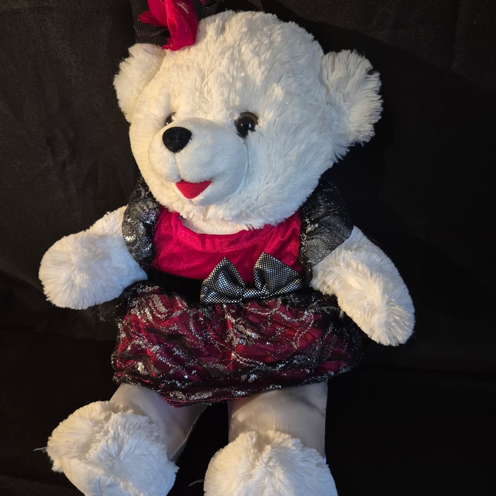 White and Pink Plush Bear with Dress